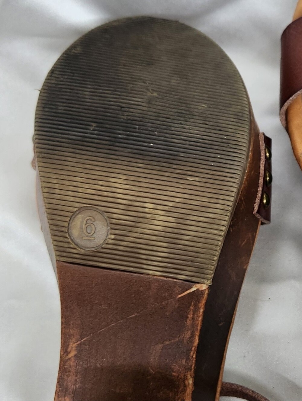 Big Buddha Brown Leather Slide Sandals with Brass Studs